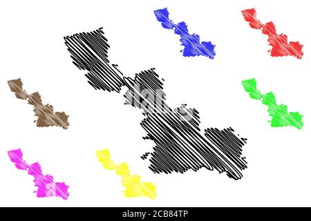 Dipartimento del Nord (Francia, Repubblica francese, regione Hauts-de-France) mappa vettoriale illustrazione, scrimble sketch mappa Nord Illustrazione Vettoriale