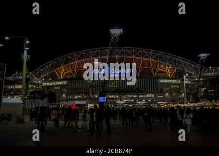 Scena notturna e architettura dallo stadio ANZ di Sidney, Australia, 2018 Foto Stock