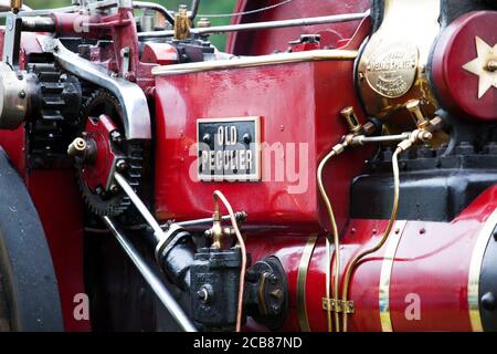 Dettagli del vecchio motore a vapore d'epoca Peculier Foto Stock