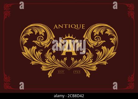 Lettera del logo A con ornamenti di oro per il vostro elegan di affari Illustrazione Vettoriale