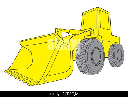 Apripista, veicoli da costruzione. Concetto di bulldozing semplice. Può essere utilizzato in web e altri scopi di progettazione per società di costruzione Illustrazione Vettoriale