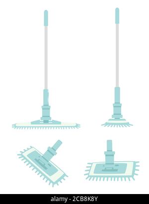 Set di pezzi moderni in plastica mop piatto illustrazione vettoriale isolato su sfondo bianco Illustrazione Vettoriale