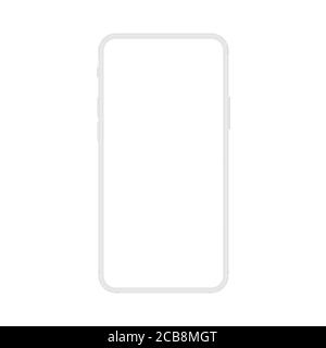 Nuova versione del moderno smatphone con display bianco morbido senza cornice. Illustrazione vettoriale realistica del mockup dello smartphone del telefono cellulare Illustrazione Vettoriale