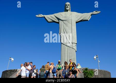 Brasile Rio de Janeiro - Monte Corcovado con la statua di Gesù Cristo Redentore - Cristo Redentore Foto Stock