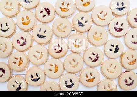 Dodgers Jammie fatto in casa. Biscotti facciali sorridenti Foto Stock