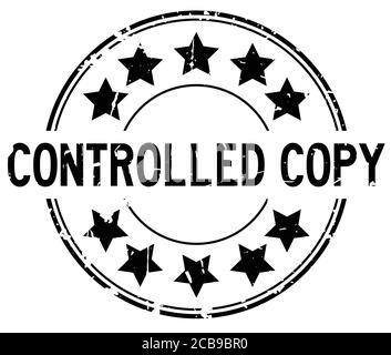 Testo nero grunge controllato con icona a stella in gomma rotonda timbro di tenuta su sfondo bianco Illustrazione Vettoriale