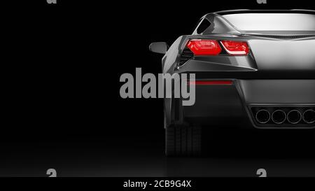 rendering 3d di una moderna berlina nera con luce da studio. Foto Stock