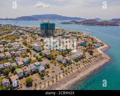 Fotografia Arieal di tetti suburbani alta densità architettura Vietnam Foto Stock