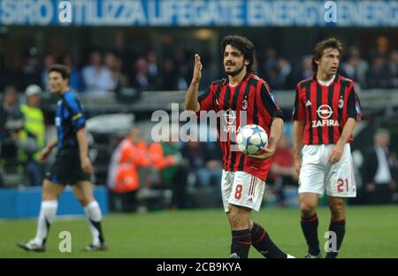 Milano Italia, 14 aprile 2006, Stadio 'SAN SIRO', Campionato Serious Football A 2005/2006, AC Milan - FC Inter: Gennaro Gattuso durante la partita Foto Stock