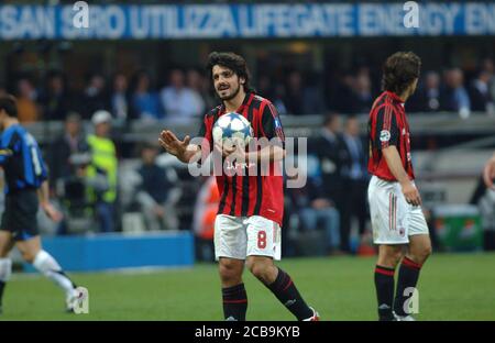 Milano Italia, 14 aprile 2006, Stadio 'SAN SIRO', Campionato Serious Football A 2005/2006, AC Milan - FC Inter: Gennaro Gattuso durante la partita Foto Stock