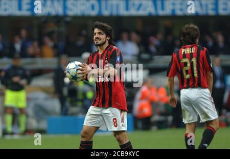 Milano Italia, 14 aprile 2006, Stadio 'SAN SIRO', Campionato Serious Football A 2005/2006, AC Milan - FC Inter: Gennaro Gattuso durante la partita Foto Stock