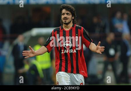 Milano Italia, 14 aprile 2006, Stadio 'SAN SIRO', Campionato Serious Football A 2005/2006, AC Milan - FC Inter: Gennaro Gattuso durante la partita Foto Stock