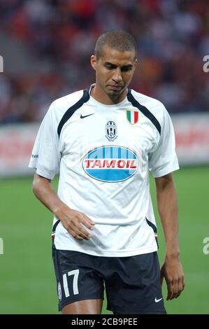 Milano Italia, 14 agosto 2005, Stadio 'SAN SIRO', Trofeo L.Berlusconi 2005 , AC Milan - FC Juventus : David Trezeguet prima della partita Foto Stock