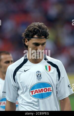 Milano Italia, 14 agosto 2005, Stadio 'SAN SIRO', Trofeo L.Berlusconi 2005 , AC Milan - FC Juventus : Zlatan Ibrahimovic prima della partita Foto Stock