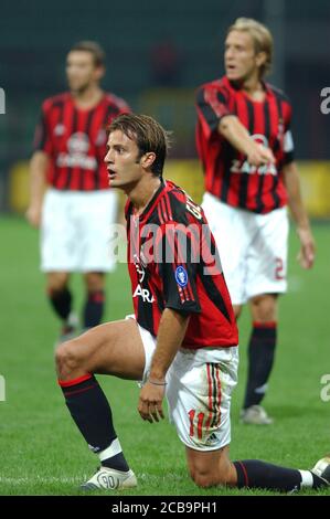 Milano Italia, 14 agosto 2005, Stadio 'SAN SIRO', Trofeo L.Berlusconi 2005 , AC Milano - FC Juventus : Alberto Gilardino durante la partita Foto Stock