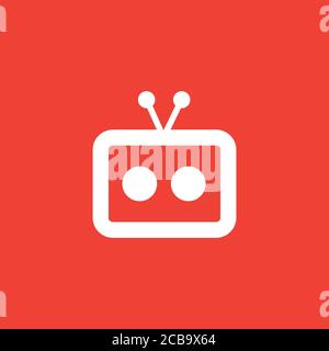 Icona della radio su sfondo rosso. Illustrazione di Red Flat Style Vector. Foto Stock