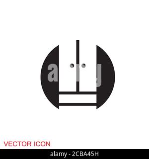 Icona armadio, mobili e icone arredamento casa. Illustrazione vettoriale. Illustrazione Vettoriale