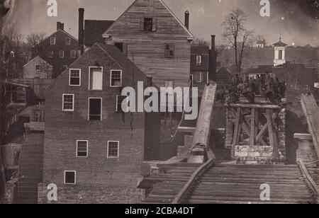 Fine del ponte dopo l'attacco di Burnside, Fredericksburg, Virginia, 1863. Precedentemente attribuito a Mathew B. Brady. Foto Stock
