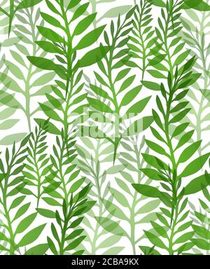 Texture senza cuciture con piante e felci. Sfondo vettoriale per il progetto Illustrazione Vettoriale