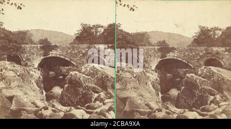 Coppia di viste del primo Stereografo dei ponti britannici, 1860-80s. (Pont-y-pair vicino a Bettwys-y-coed, Galles del Nord). Foto Stock