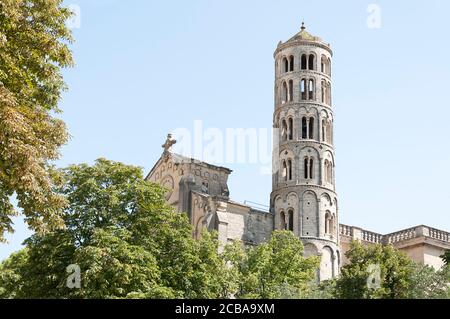 La Cattedrale di Uzes (Cattedrale di Saint-Theodorit d'Uzes) è una ex cattedrale cattolica romana situata nella città di Uzes, una città francese meridionale, nel L. Foto Stock