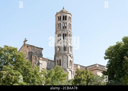 La Cattedrale di Uzes (Cattedrale di Saint-Theodorit d'Uzes) è una ex cattedrale cattolica romana situata nella città di Uzes, una città francese meridionale, nel L. Foto Stock