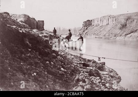 White House Landing, fiume Pamunkey, 1861-65. Precedentemente attribuito a Mathew B. Brady. Foto Stock