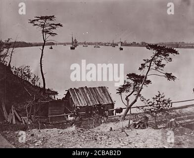 White House Landing, fiume Pamunkey, 1861-65. Precedentemente attribuito a Mathew B. Brady. Foto Stock