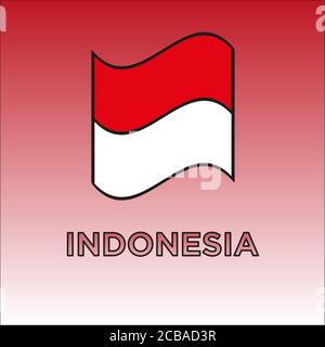 Progettazione di banner indonesiani per il giorno dell'indipendenza. Isolato su sfondo bianco rosso a gradiente. Foto Stock