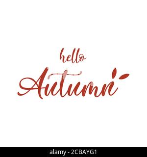 Logo Hello Autumn su sfondo bianco, illustrazione vettoriale. Illustrazione Vettoriale