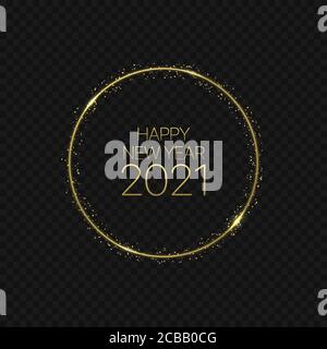 Golden Magic Happy New Year Circle 2021 Illustrazione Vettoriale