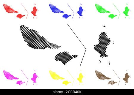 Wallis e Futuna Island (Francia, Repubblica francese, collettività d'oltremare) mappa vettoriale illustrazione, scrimble sketch territorio del Wallis e Futuna Illustrazione Vettoriale