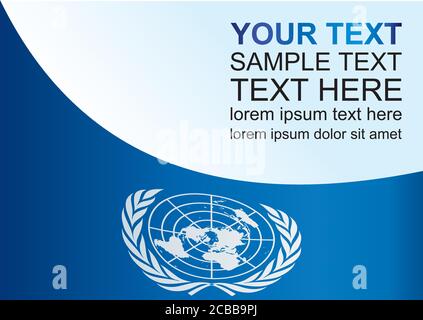 Bandiera delle Nazioni Unite (ONU), organizzazione intergovernativa, modello per il premio, un documento ufficiale con la bandiera delle Nazioni Unite Illustrazione Vettoriale