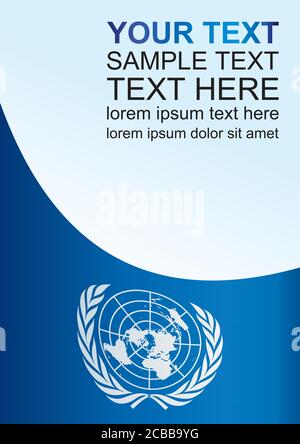 Bandiera delle Nazioni Unite (ONU), organizzazione intergovernativa, modello per il premio, un documento ufficiale con la bandiera delle Nazioni Unite Illustrazione Vettoriale