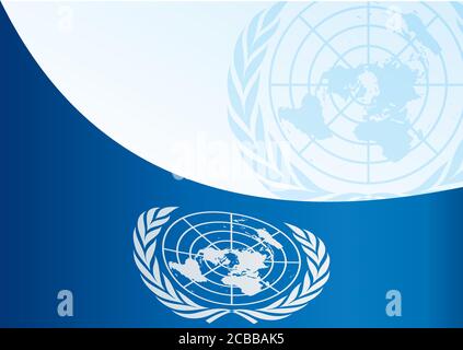 Bandiera delle Nazioni Unite (ONU), organizzazione intergovernativa, modello per il premio, un documento ufficiale con la bandiera delle Nazioni Unite Illustrazione Vettoriale