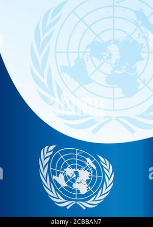 Bandiera delle Nazioni Unite (ONU), organizzazione intergovernativa, modello per il premio, un documento ufficiale con la bandiera delle Nazioni Unite Illustrazione Vettoriale