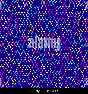Schema geometrico astratto. Colori al neon brillanti. Motivo stile Memphis. Modello vettoriale senza giunture. Illustrazione vettoriale. Illustrazione Vettoriale