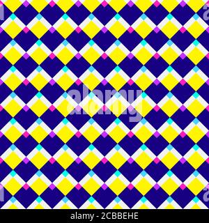 Schema geometrico astratto. Colori al neon brillanti. Motivo stile Memphis. Modello vettoriale senza giunture. Illustrazione vettoriale. Illustrazione Vettoriale