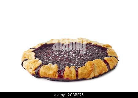 Galette di mirtilli fatta in casa su bianco Foto Stock