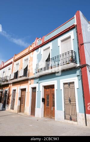 Case colorate a Valencia, Spagna. Foto Stock