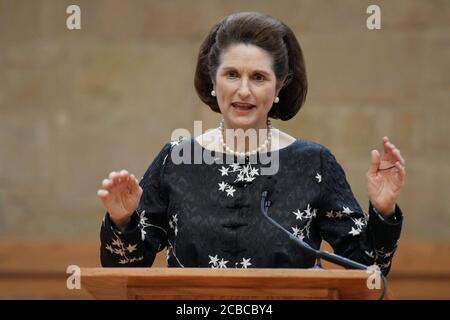 Austin, Texas USA, 14 luglio 2007: Servizio funebre alla Riverbend Church per l'ex First Lady Bird Johnson, morta l'11 luglio 2007 all'età di 94 anni. La figlia Lynda Johnson Robb parla dell'eredità di sua madre. ©Bob Daemmrich Foto Stock