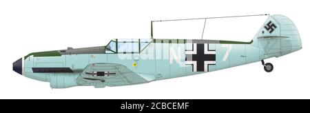 Messerschmitt BF 109D-1 pilotato dal primo tenente Johannes Steinhoff del 11.(N)/JG 2 Luftwaffe, inizio 1940 Foto Stock
