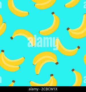 Motivo a banana su sfondo blu. Illustrazione vettoriale. Illustrazione Vettoriale