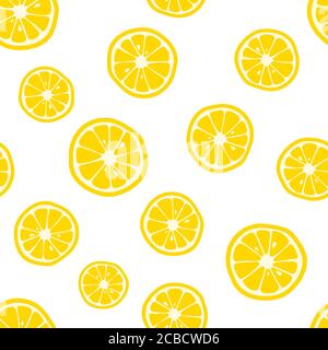 Modello di fette di limone. Immagine vettoriale dello sfondo degli agrumi. Illustrazione Vettoriale