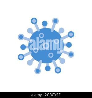Icona virus. Microbo piatto su sfondo bianco. Simbolo del virus corona. Malattia germinale, organismo patogeno. Pericolo di batteri allergici. Illustrazione vettoriale. Illustrazione Vettoriale