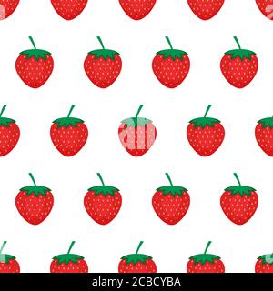Sfondo di fragola. Motivo senza cuciture con fragole rosse. Illustrazione vettoriale. Illustrazione Vettoriale