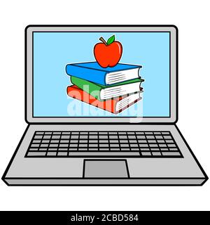 Apprendimento a distanza - un'illustrazione dell'apprendimento a distanza. Illustrazione Vettoriale