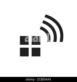 WIFI House Home Logo Vector. Illustrazione del concetto di logo Smart Home Tech Internet in the House Illustrazione Vettoriale