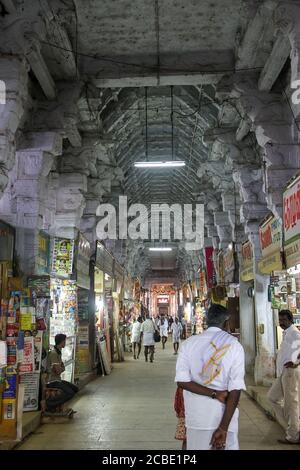 Famose sculture, il tempio di Srivilliputhur Andal, Tamil Nadu, è famoso per i suoi templi indù in stile dravidiana. Una terra di patrimonio culturale e religioso Foto Stock