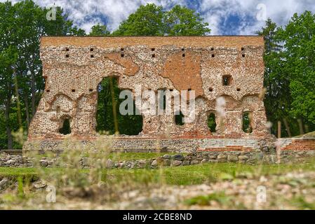 Rovine del castello medievale di Viljandi, Estonia in estate soleggiato giorno. Fuoco morbido. Foto Stock